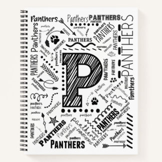 Panthers Word Cloud 8,5" x 11" Carnet spiral