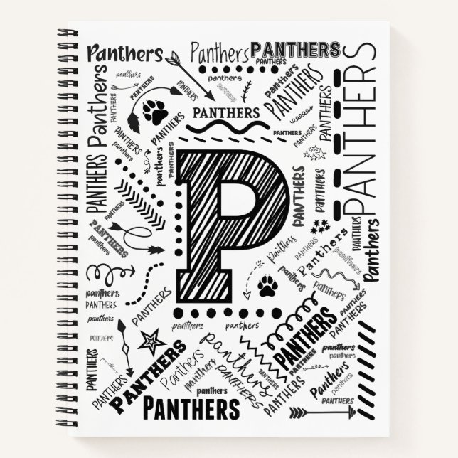 Panthers Word Cloud 8,5" x 11" Carnet spiral (Devant)