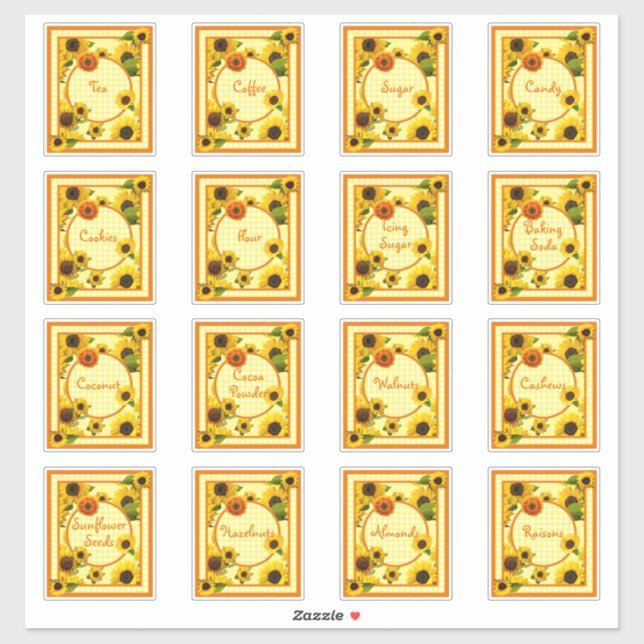Pantry Canister Étiquette alimentaire Sunflower Pl (Feuille)