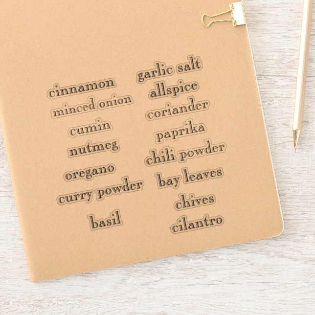 Pantry Spices Set Stickers personnalisables (Carnet)