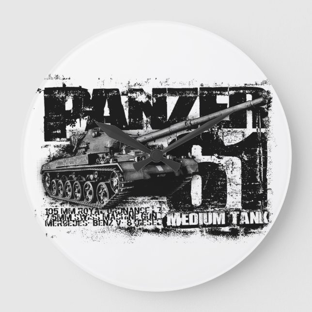 Panzer 61 Arrondi (Grande) Horloge murale (Recto)