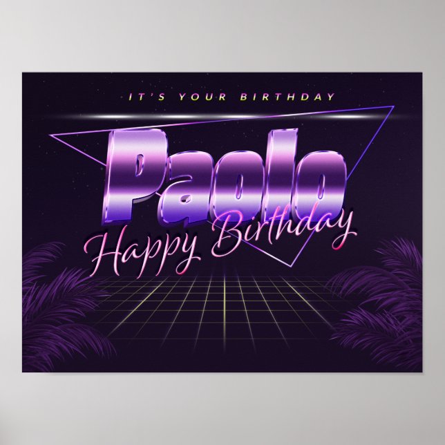 Paolo Nom Vorname lila retro Poster Geburtstag (Devant)