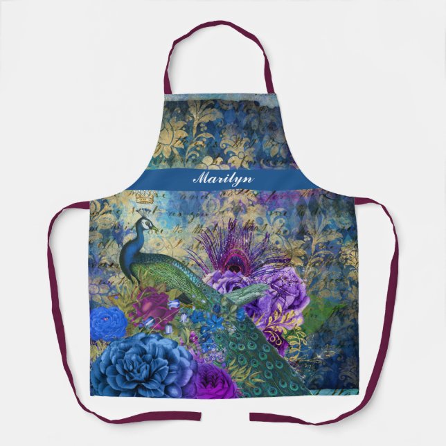 Paon Paons Oiseaux Joli Tendance Chic Tablier (Recto)