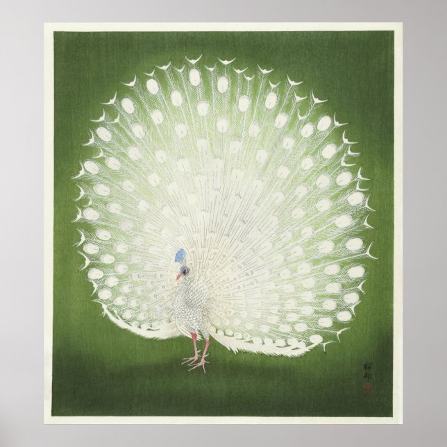 Paon par Ohara Koson Affiche de gravure vintage (Devant)