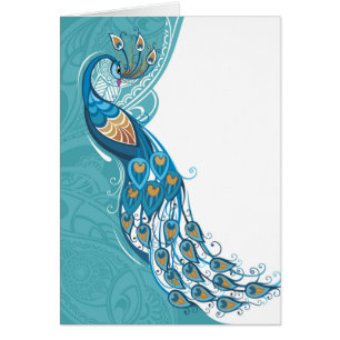 Paon sur l'illustration turquoise