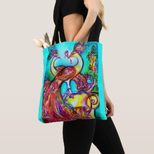 PAONS AMOUREUX  rouge bleu turquoise vert Sac four