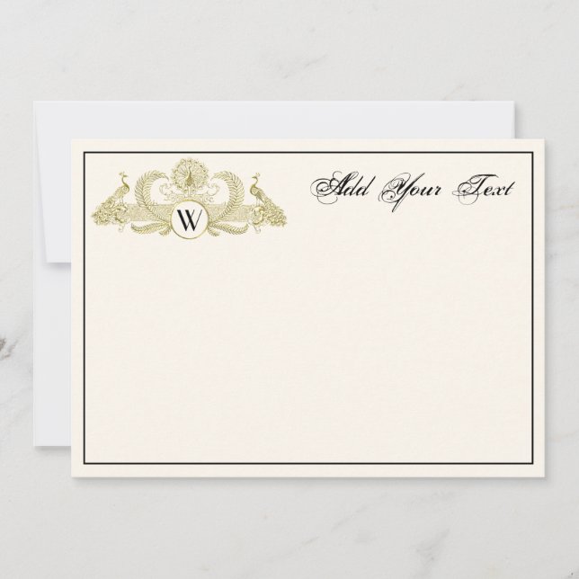 Paons vintage monogramme or faux ivoire BG (Devant)