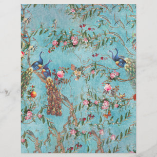 Paons vintage rose et bleu