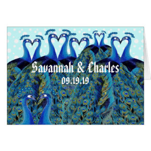 Paons vintage s'embrassant Mariage Remerciements