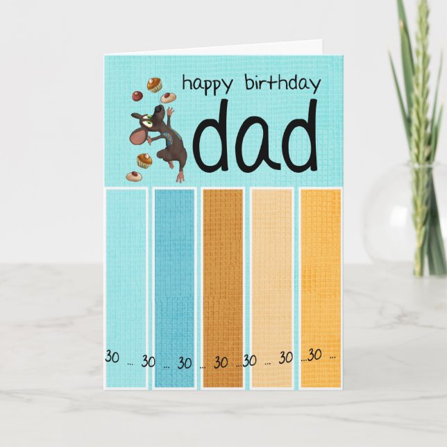 papa 30e anniversaire carte avec gâteau et souris (Devant)