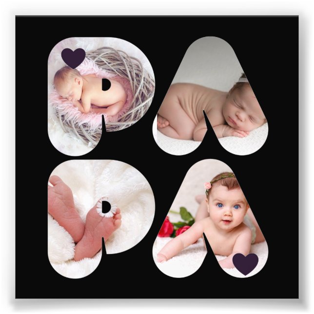 PAPA 4 x Photo Collage Cadeau Pour Pères Papa (Devant)