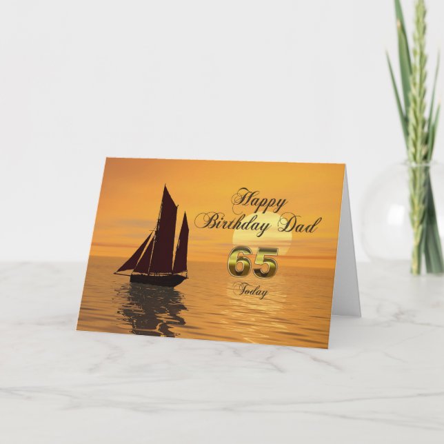 Papa, 65e carte d'anniversaire de yacht Sunset (Devant)