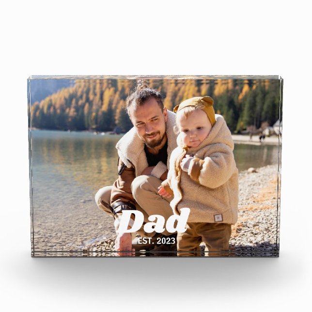 Papa a établi un bloc de photo en typographie blan (Devant)