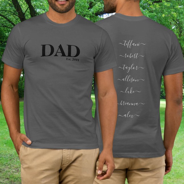 Papa avec des noms d'enfants Année T-shirt (Créateur téléchargé)