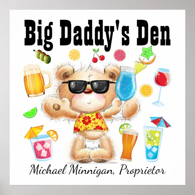 Papa / Bar / Man Cave Cocktail Poster (Devant)