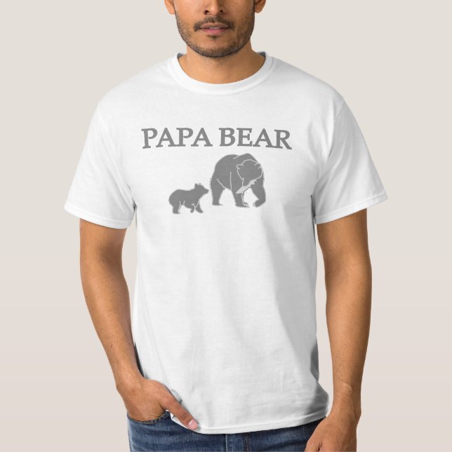 "Papa Bear" Bear Fishing with Cub T-Shirt (Devant)