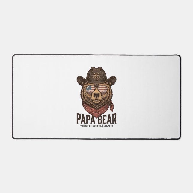 Papa Bear Cowboy Bear Patriotic Vintage Vector Des (Recto)
