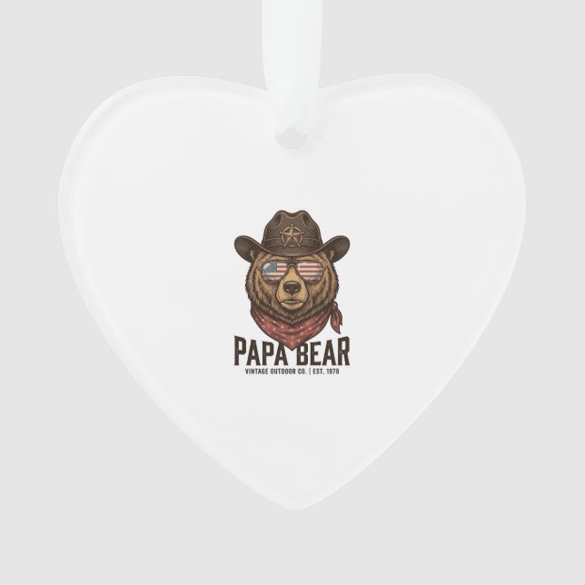 Papa Bear Cowboy Bear Patriotic Vintage Vector Des (devant)