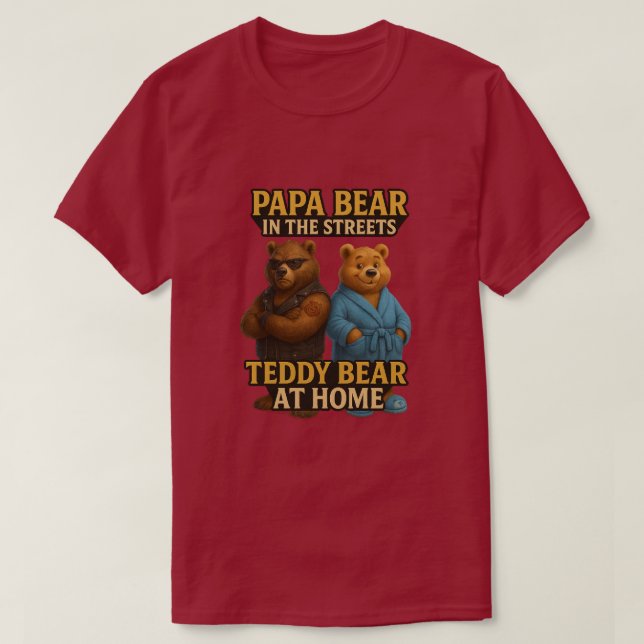 Papa Bear Funny Fractionné Papa Ours T-shirt (Design devant)