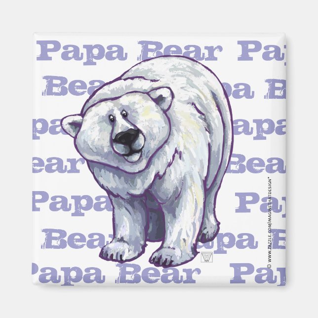 Papa Bear Polar Bear Magnet Carré (Devant)