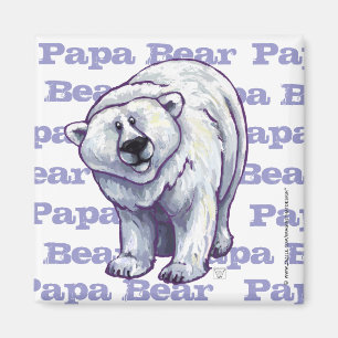 Papa Bear Polar Bear Magnet Carré