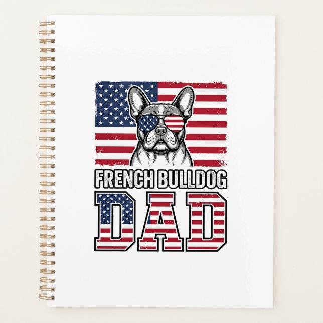 Papa Bouledogue Français Patriote Vintage (Devant)