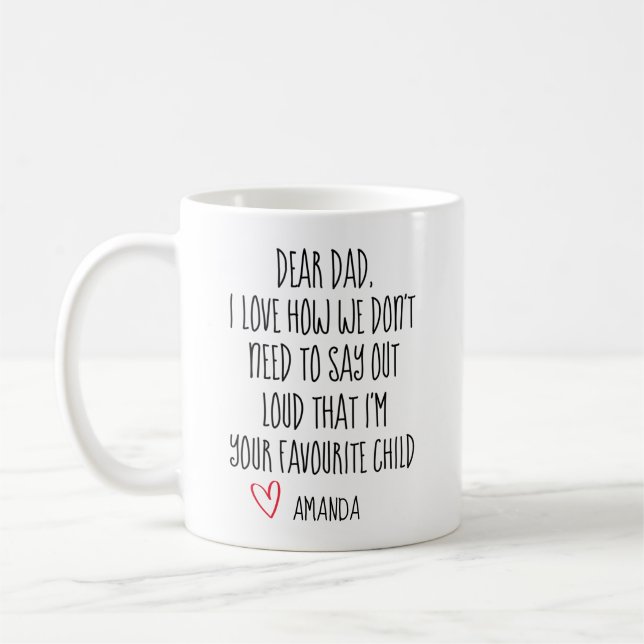 Papa Café Mug, Enfant Préféré, Mug Personnalisé,  (Gauche)