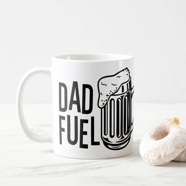 Papa Carburant Fête des pères noire café Mug (Avec donut)