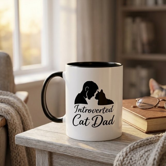 Papa Chat Introverti Mug à Café Silhouette Vintage (Créateur téléchargé)