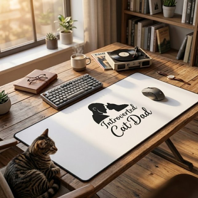 Papa Chat Introverti Silhouette Vintage Minimalist (Créateur téléchargé)