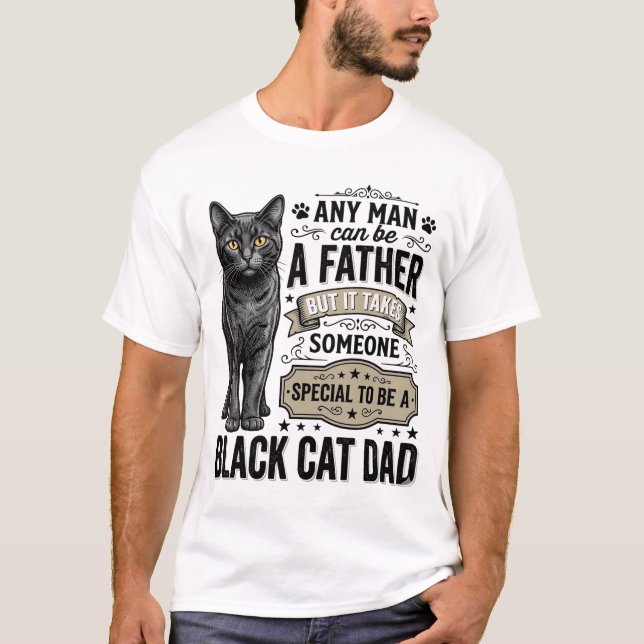 Papa Chat Noir Design de T-Shirt avec Gravure Vint (Devant)
