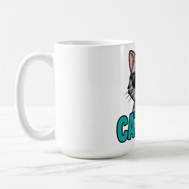 Papa Chat Tigré Lunettes Mug (Gauche)