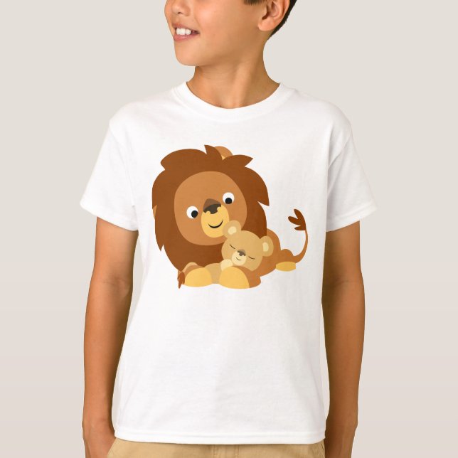 Papa de lion de bande dessinée et T-shirt (Devant)