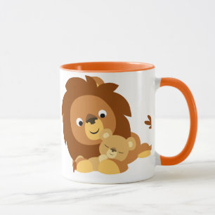 Papa de lion de bande dessinée et tasse affectueu