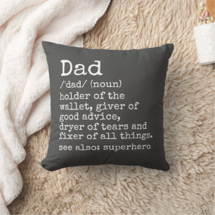 Papa Définition Gris Fête des pères Coussin cadeau