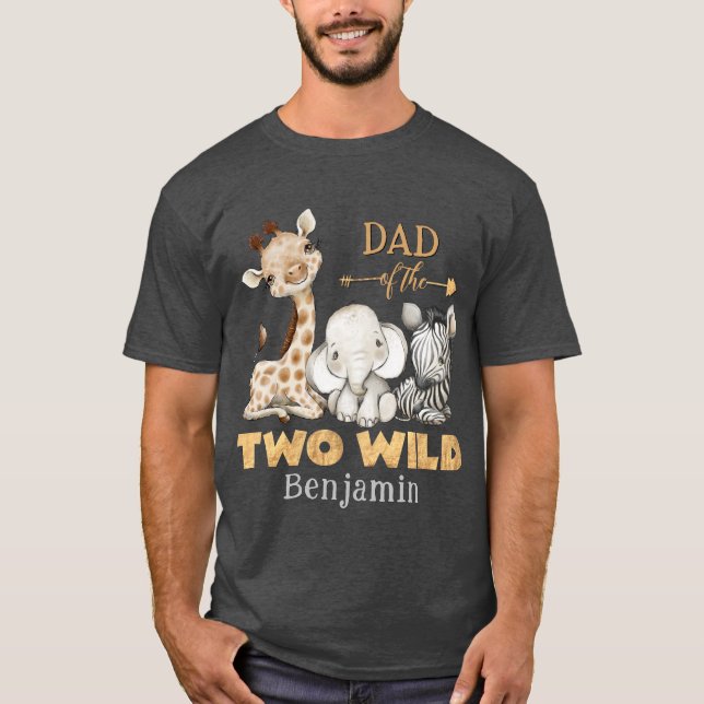 Papa des Deux Sauvages Safari Anniversaire T-Shirt (Devant)