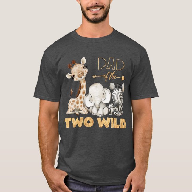 Papa des Deux Sauvages Safari Anniversaire T-Shirt (Devant)