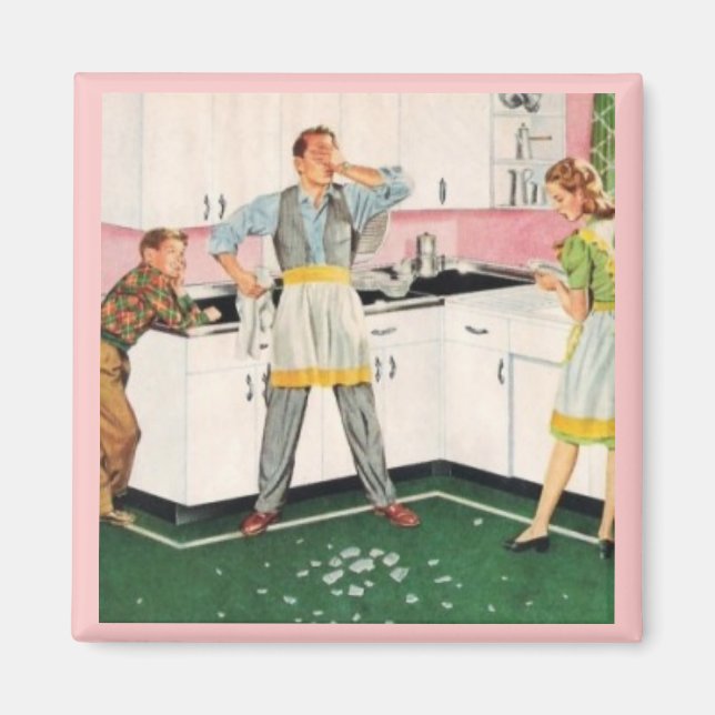 PAPA EN APRON RETRO 1950 MAGNET (Devant)