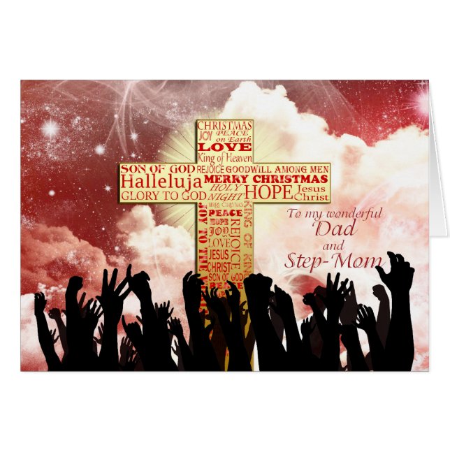 Papa et belle-mère, une croix chrétienne Noël (Devant horizontal)