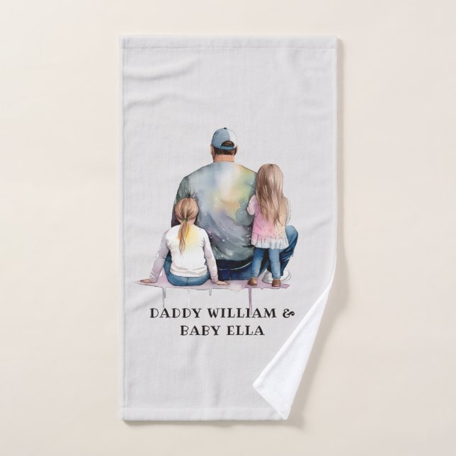 Papa et filles personnalisées (9) (Serviette à main)