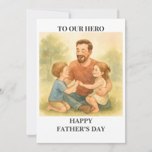 Papa et les enfants - Carte de fête du père
