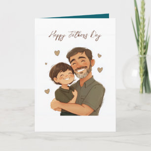 Papa et son fils Carte de fête des pères pliante