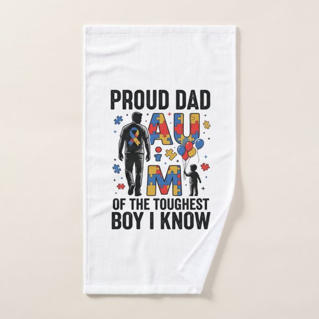 Papa fier Autisme Garçon le plus dur Design vector (Serviette à main)