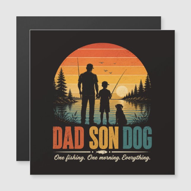 Papa Fils Chien Pêche Matin (Devant / Derrière)