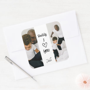 Papa, je t'aime   Autocollant photo personnalisé