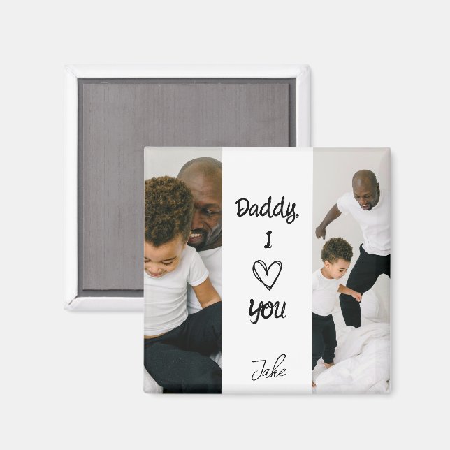 Papa, Je T'Aime | Magnet de photos personnalisées (Recto/Verso)