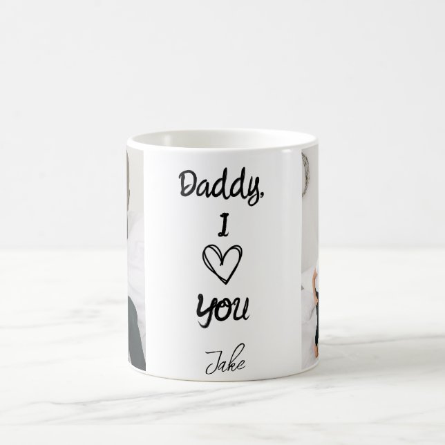Papa, je t'aime | Mug photos personnalisées (Centre)