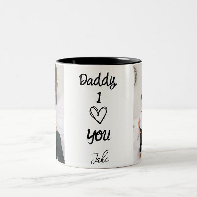 Papa, je t'aime | Photos personnalisées Mug noir (Centre)