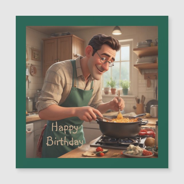Papa la carte magnétique d'anniversaire de Cook (Devant)