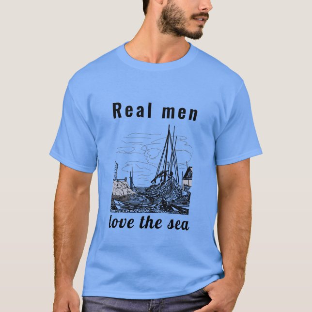 Papa moderne Père Amour Mer Bleu noir T-shirt (Devant)